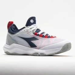 Diadora Speed Blushield Fly 4+ Clay Men's White/Blue Corsair/Fiery Red -Fashion Shoes Specialty Store 117032 5